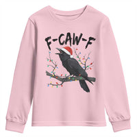 F Caw F Raven Christmas Youth Sweatshirt Funny Dark Holiday Humor Spooky Season - Wonder Print Shop
