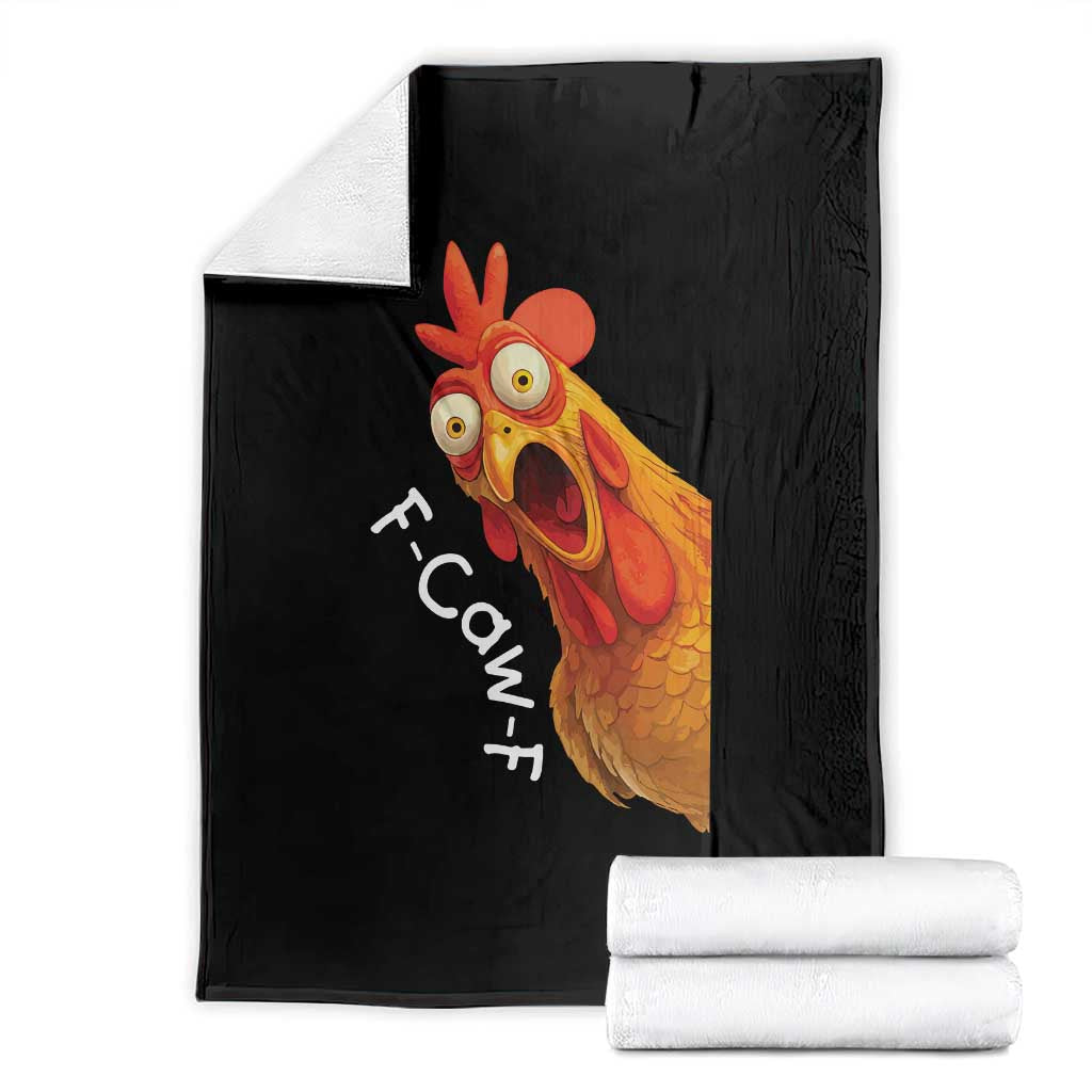 Funny F Caw F Surprise Chicken Meme Throw Blanket Hilarious Shocked Bird Graphic for Comedy Lovers - Wonder Print Shop