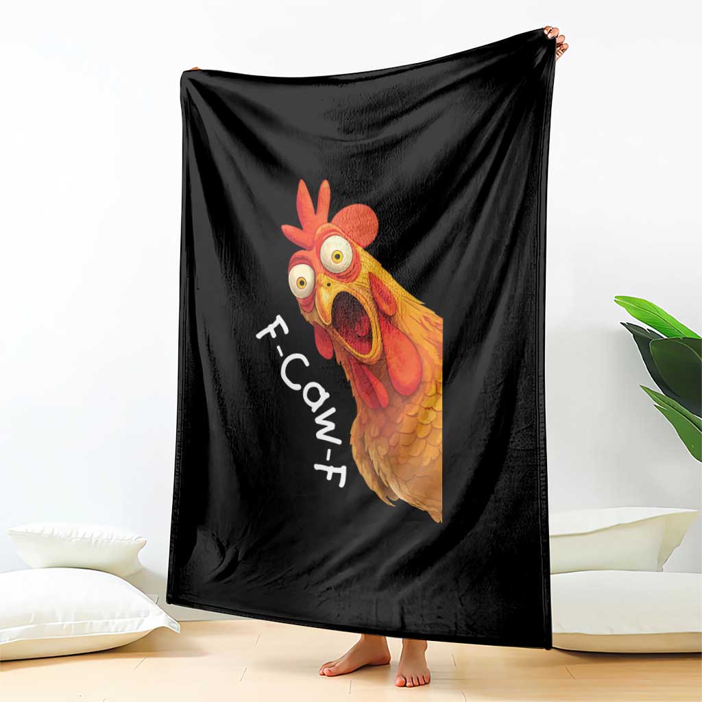 Funny F Caw F Surprise Chicken Meme Throw Blanket Hilarious Shocked Bird Graphic for Comedy Lovers - Wonder Print Shop