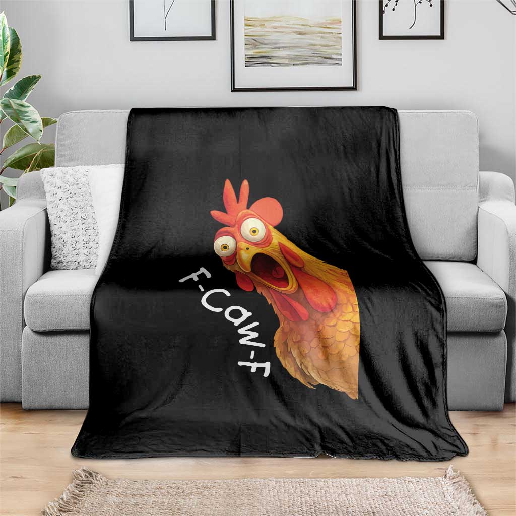 Funny F Caw F Surprise Chicken Meme Throw Blanket Hilarious Shocked Bird Graphic for Comedy Lovers - Wonder Print Shop