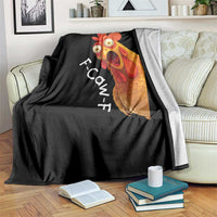 Funny F Caw F Surprise Chicken Meme Throw Blanket Hilarious Shocked Bird Graphic for Comedy Lovers - Wonder Print Shop