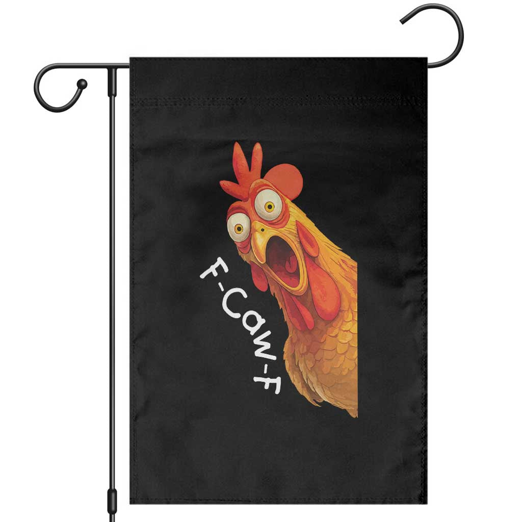 Funny F Caw F Surprise Chicken Meme Garden Flag Hilarious Shocked Bird Graphic for Comedy Lovers - Wonder Print Shop