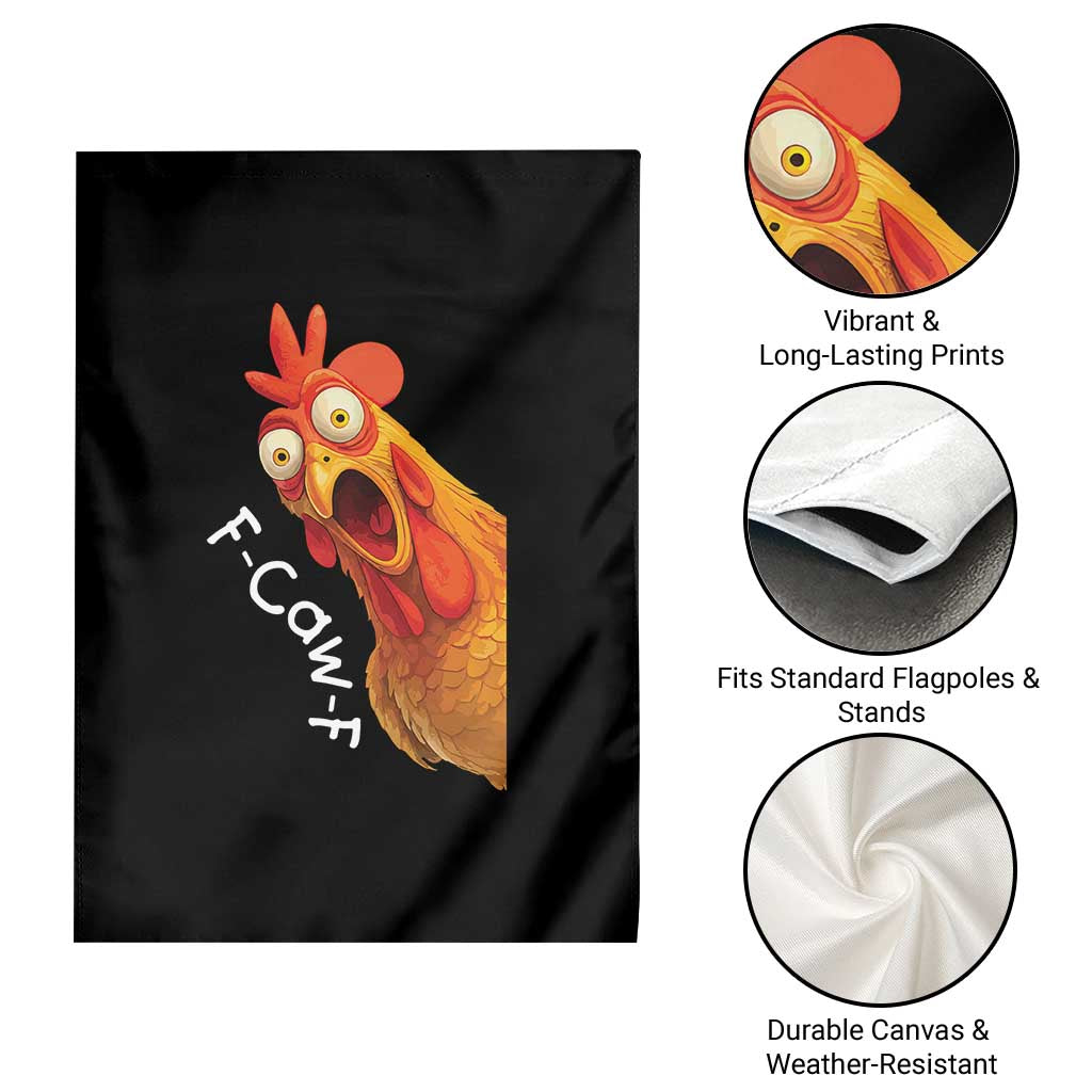 Funny F Caw F Surprise Chicken Meme Garden Flag Hilarious Shocked Bird Graphic for Comedy Lovers - Wonder Print Shop