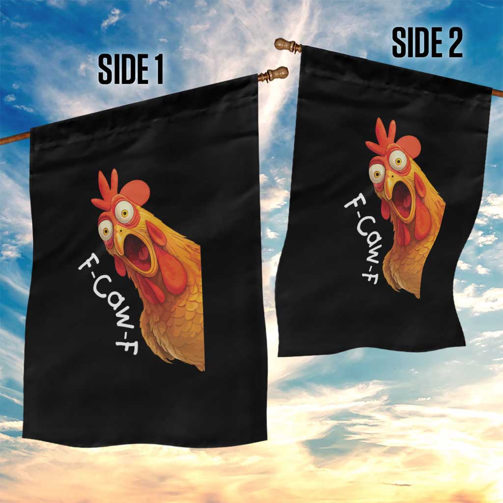 Funny F Caw F Surprise Chicken Meme Garden Flag Hilarious Shocked Bird Graphic for Comedy Lovers - Wonder Print Shop