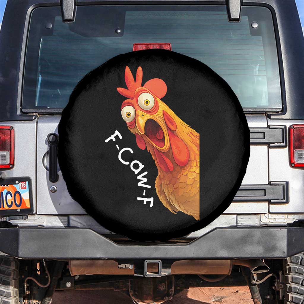 Funny F Caw F Surprise Chicken Meme Spare Tire Cover Hilarious Shocked Bird Graphic for Comedy Lovers - Wonder Print Shop
