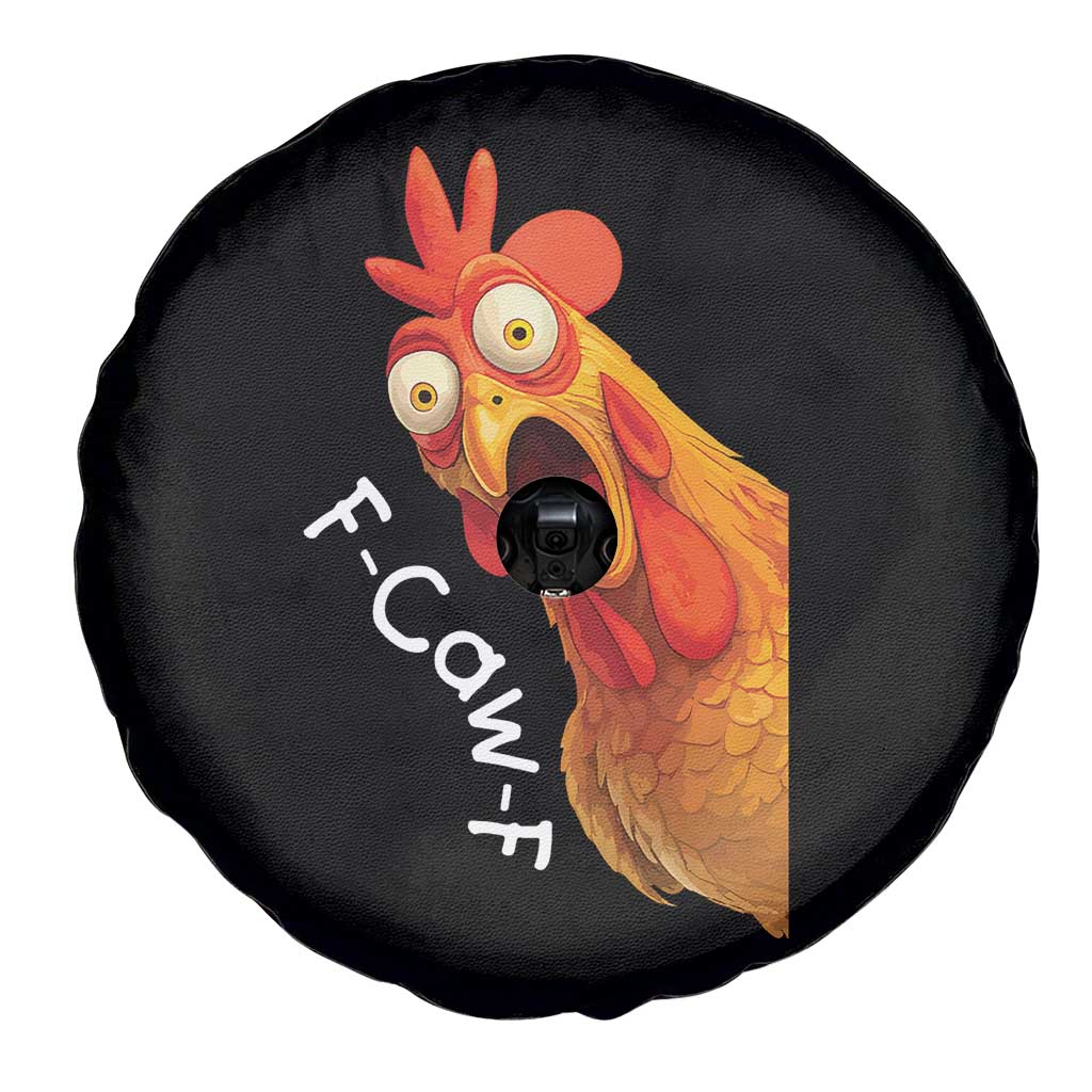 Funny F Caw F Surprise Chicken Meme Spare Tire Cover Hilarious Shocked Bird Graphic for Comedy Lovers - Wonder Print Shop