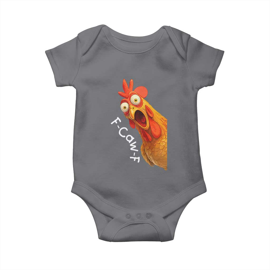 Funny F Caw F Surprise Chicken Meme Baby Onesie Hilarious Shocked Bird Graphic for Comedy Lovers - Wonder Print Shop