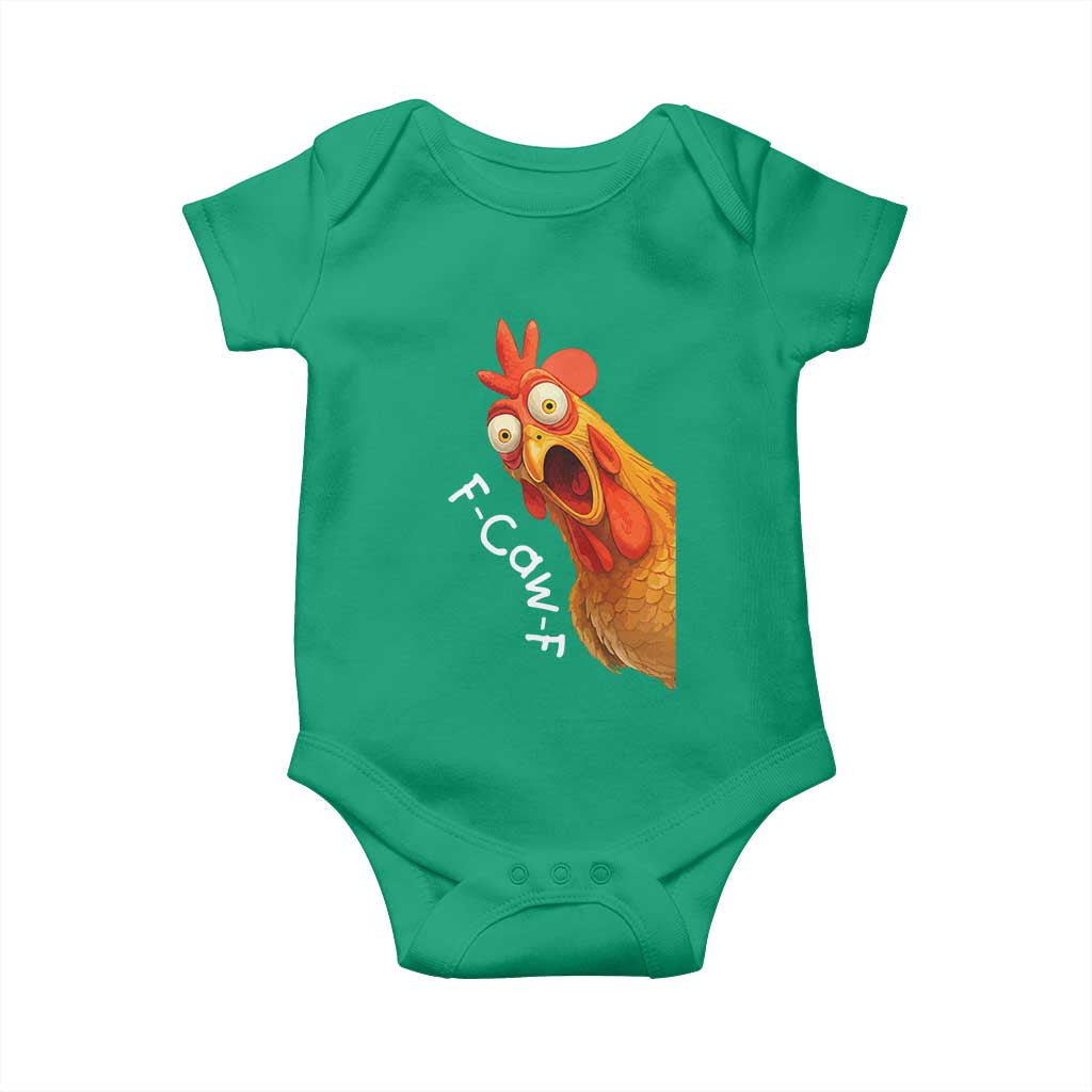 Funny F Caw F Surprise Chicken Meme Baby Onesie Hilarious Shocked Bird Graphic for Comedy Lovers - Wonder Print Shop