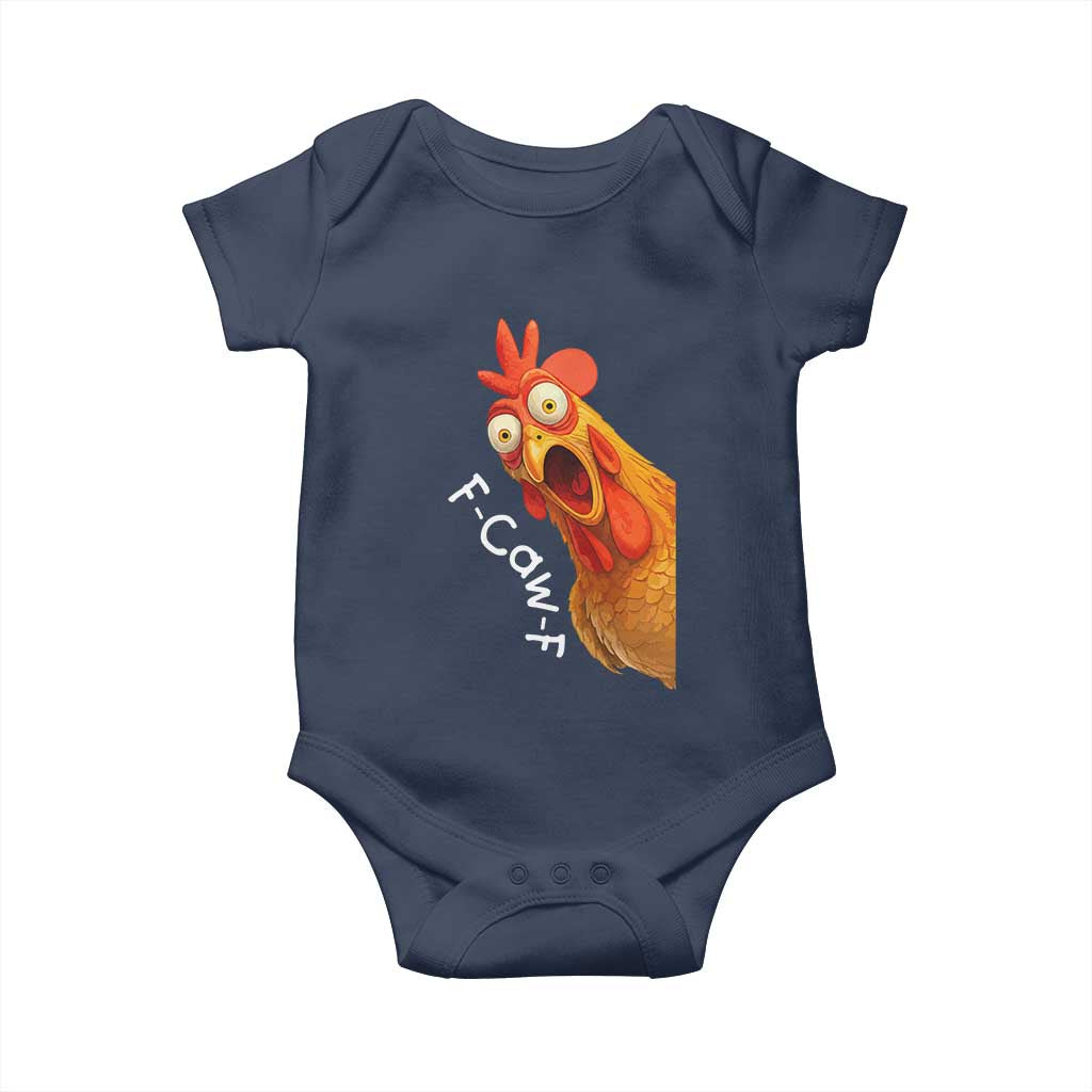 Funny F Caw F Surprise Chicken Meme Baby Onesie Hilarious Shocked Bird Graphic for Comedy Lovers - Wonder Print Shop