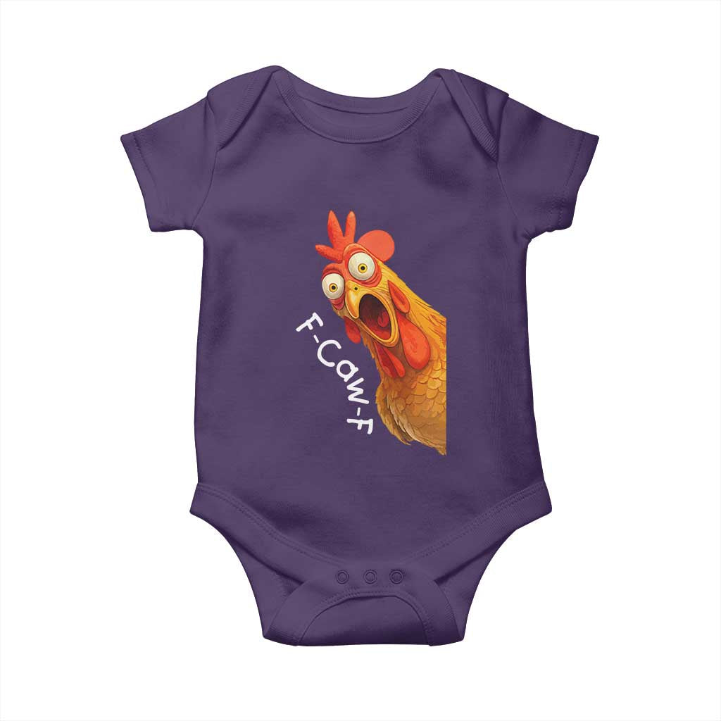 Funny F Caw F Surprise Chicken Meme Baby Onesie Hilarious Shocked Bird Graphic for Comedy Lovers - Wonder Print Shop