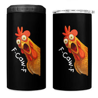 Funny F Caw F Surprise Chicken Meme 4 in 1 Can Cooler Tumbler Hilarious Shocked Bird Graphic for Comedy Lovers - Wonder Print Shop