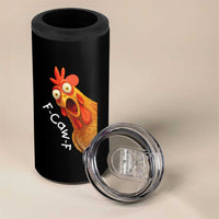 Funny F Caw F Surprise Chicken Meme 4 in 1 Can Cooler Tumbler Hilarious Shocked Bird Graphic for Comedy Lovers - Wonder Print Shop