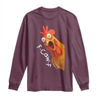 Funny F Caw F Surprise Chicken Meme Long Sleeve Shirt Hilarious Shocked Bird Graphic for Comedy Lovers - Wonder Print Shop