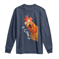 Funny F Caw F Surprise Chicken Meme Long Sleeve Shirt Hilarious Shocked Bird Graphic for Comedy Lovers - Wonder Print Shop