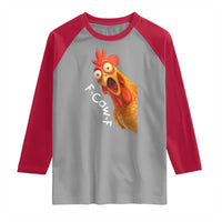 Funny F Caw F Surprise Chicken Meme Raglan Shirt Hilarious Shocked Bird Graphic for Comedy Lovers - Wonder Print Shop