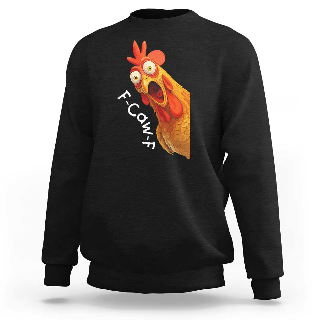 Funny F Caw F Surprise Chicken Meme Sweatshirt Hilarious Shocked Bird Graphic for Comedy Lovers - Wonder Print Shop