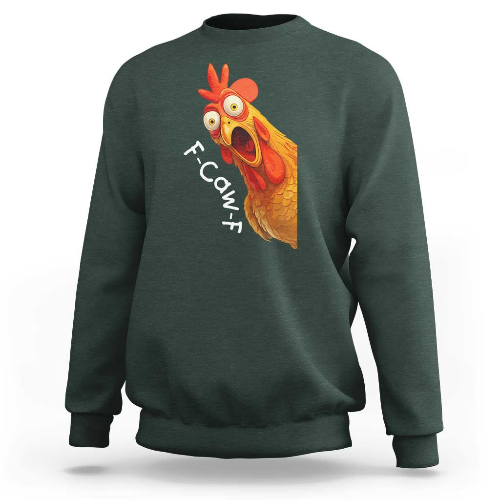Funny F Caw F Surprise Chicken Meme Sweatshirt Hilarious Shocked Bird Graphic for Comedy Lovers - Wonder Print Shop