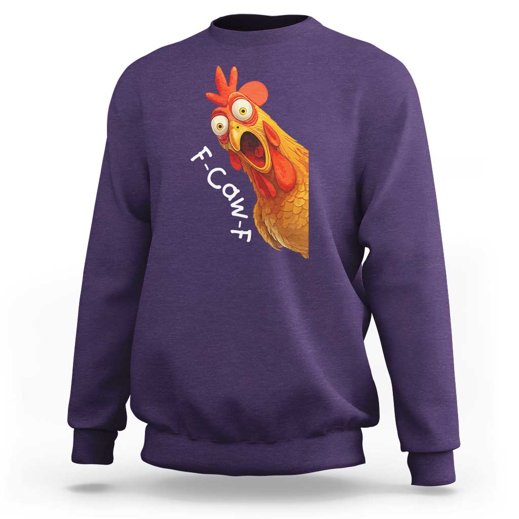 Funny F Caw F Surprise Chicken Meme Sweatshirt Hilarious Shocked Bird Graphic for Comedy Lovers - Wonder Print Shop