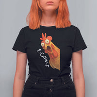 Funny F Caw F Surprise Chicken Meme T Shirt For Women Hilarious Shocked Bird Graphic for Comedy Lovers - Wonder Print Shop