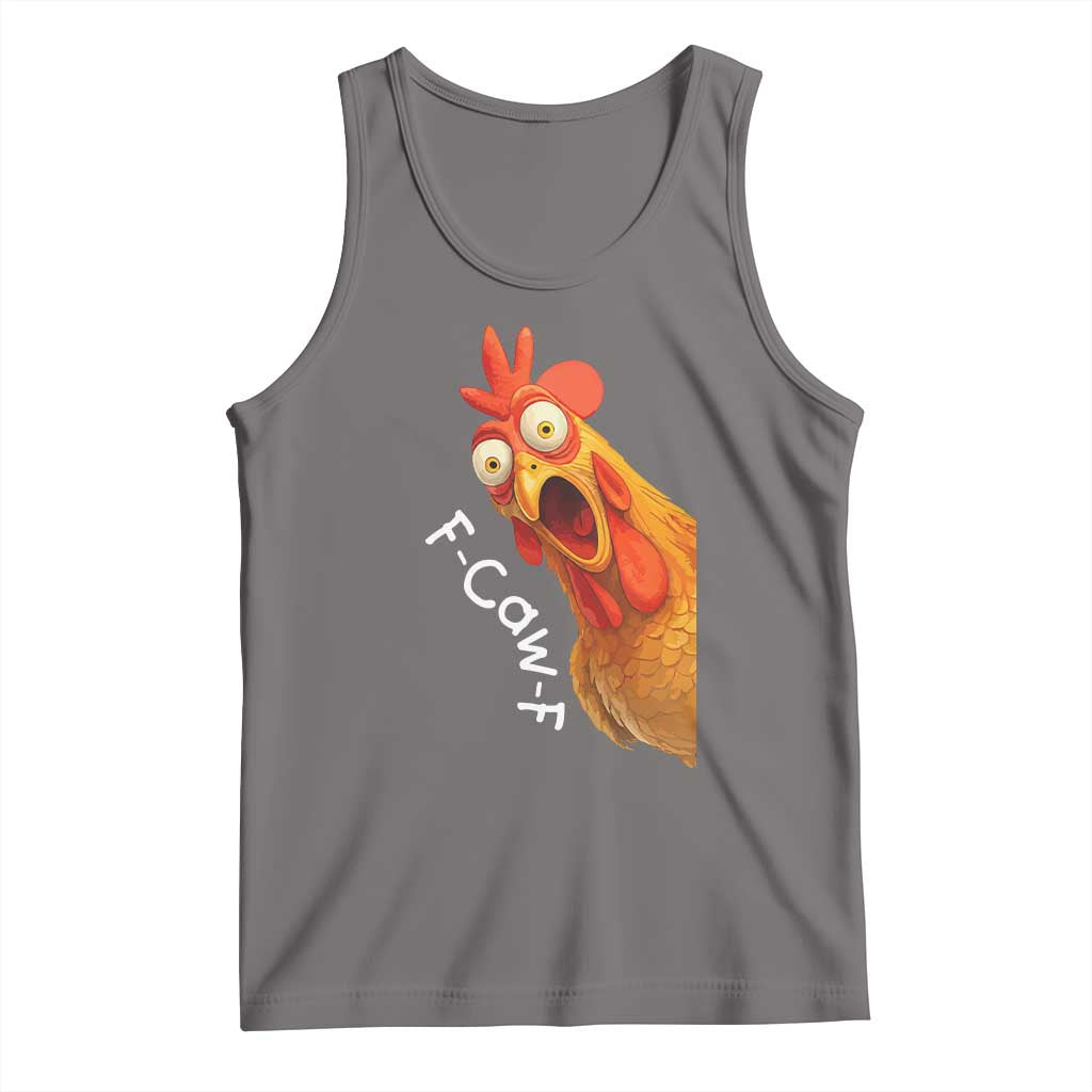 Funny F Caw F Surprise Chicken Meme Tank Top Hilarious Shocked Bird Graphic for Comedy Lovers - Wonder Print Shop