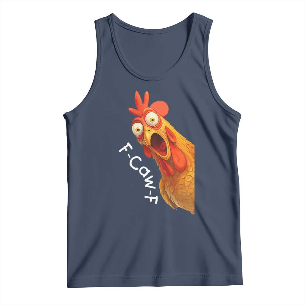 Funny F Caw F Surprise Chicken Meme Tank Top Hilarious Shocked Bird Graphic for Comedy Lovers - Wonder Print Shop