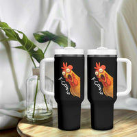 Funny F Caw F Surprise Chicken Meme Tumbler With Handle Hilarious Shocked Bird Graphic for Comedy Lovers - Wonder Print Shop