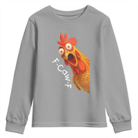 Funny F Caw F Surprise Chicken Meme Youth Sweatshirt Hilarious Shocked Bird Graphic for Comedy Lovers - Wonder Print Shop
