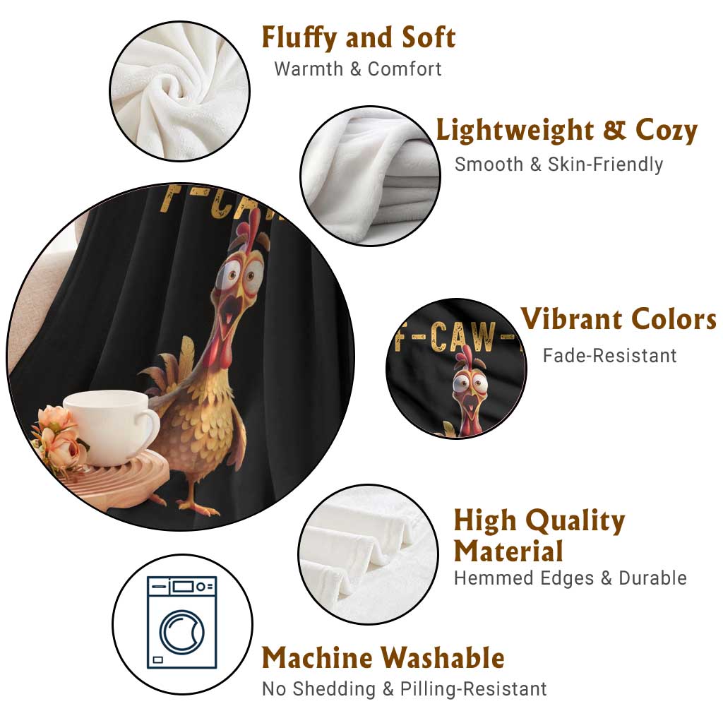 F Caw F Classic Chicken Scream Throw Blanket Poultry Joke Farm Life Humor - Wonder Print Shop