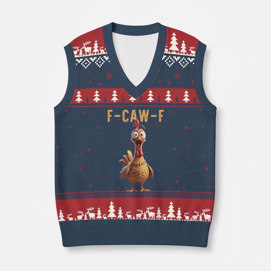 F Caw F Classic Chicken Scream V-Neck Knit Sweater Vest Poultry Joke Farm Life Humor - Wonder Print Shop