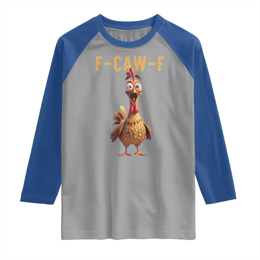 F Caw F Classic Chicken Scream Raglan Shirt Poultry Joke Farm Life Humor - Wonder Print Shop