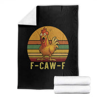 F Caw F Retro Chicken Meme Throw Blanket Vintage Sunset Poultry Graphic Loud Bird Energy - Wonder Print Shop