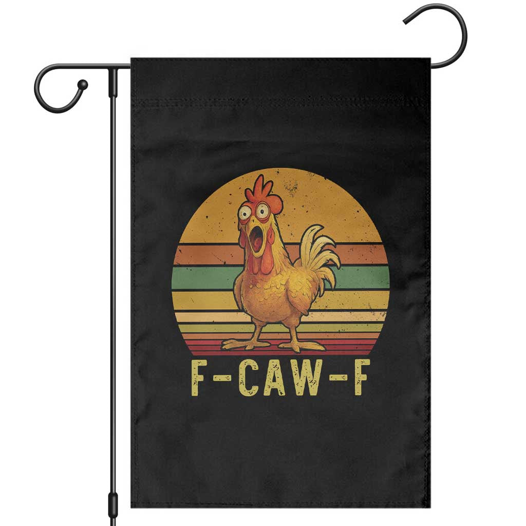 F Caw F Retro Chicken Meme Garden Flag Vintage Sunset Poultry Graphic Loud Bird Energy - Wonder Print Shop