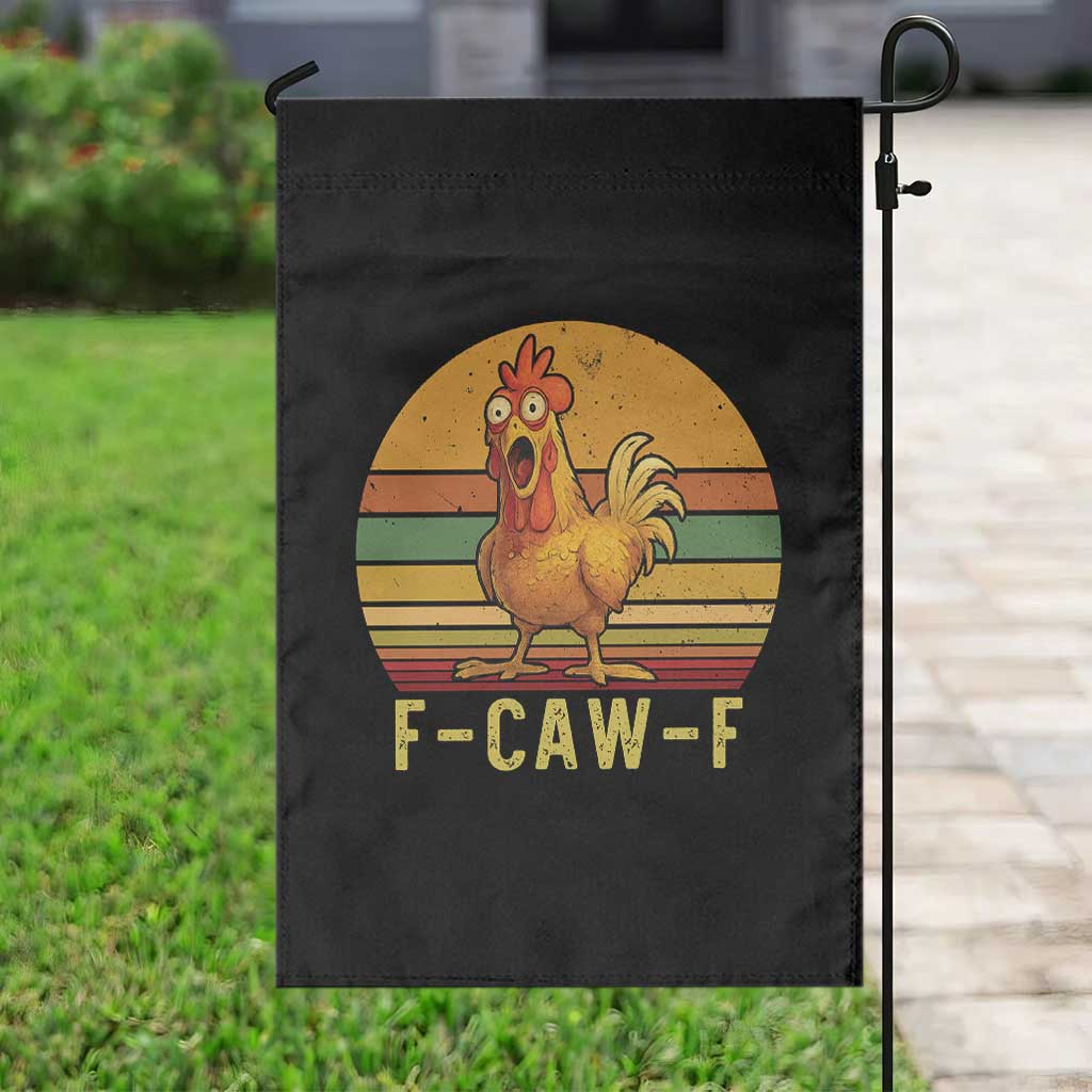 F Caw F Retro Chicken Meme Garden Flag Vintage Sunset Poultry Graphic Loud Bird Energy - Wonder Print Shop