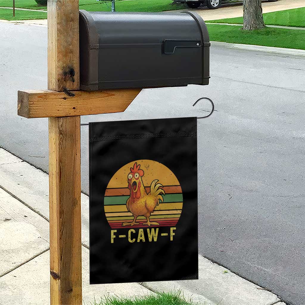 F Caw F Retro Chicken Meme Garden Flag Vintage Sunset Poultry Graphic Loud Bird Energy - Wonder Print Shop