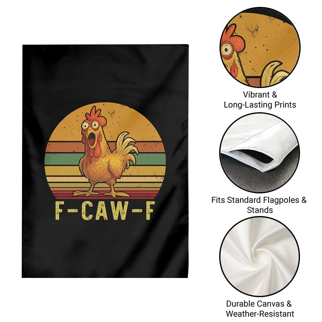 F Caw F Retro Chicken Meme Garden Flag Vintage Sunset Poultry Graphic Loud Bird Energy - Wonder Print Shop