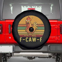 F Caw F Retro Chicken Meme Spare Tire Cover Vintage Sunset Poultry Graphic Loud Bird Energy - Wonder Print Shop