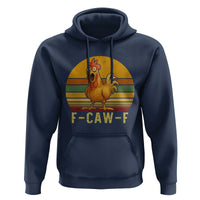 F Caw F Retro Chicken Meme Hoodie Vintage Sunset Poultry Graphic Loud Bird Energy - Wonder Print Shop