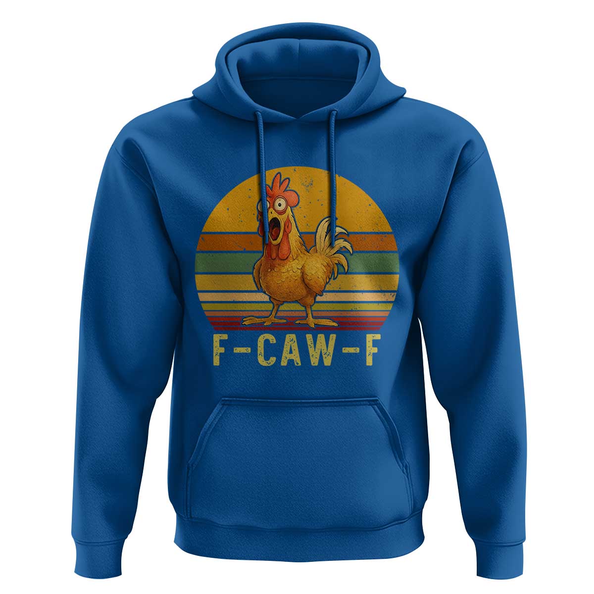 F Caw F Retro Chicken Meme Hoodie Vintage Sunset Poultry Graphic Loud Bird Energy - Wonder Print Shop