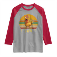 F Caw F Retro Chicken Meme Raglan Shirt Vintage Sunset Poultry Graphic Loud Bird Energy - Wonder Print Shop