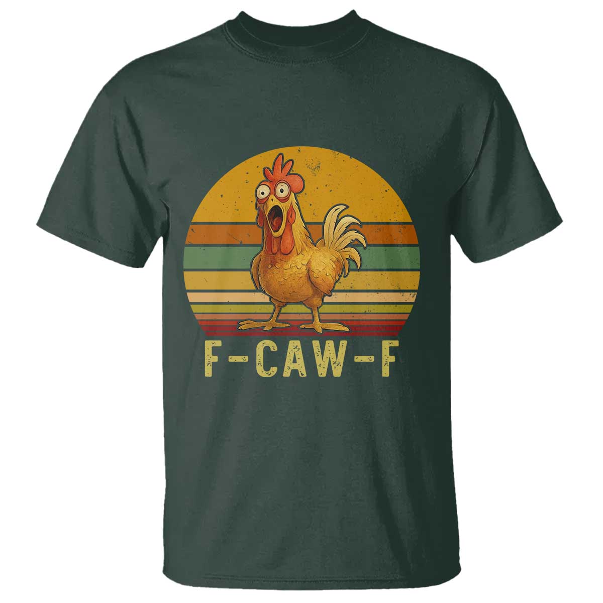 F Caw F Retro Chicken Meme T Shirt Vintage Sunset Poultry Graphic Loud Bird Energy - Wonder Print Shop