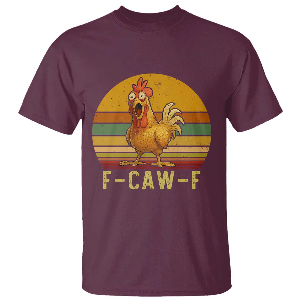 F Caw F Retro Chicken Meme T Shirt Vintage Sunset Poultry Graphic Loud Bird Energy - Wonder Print Shop