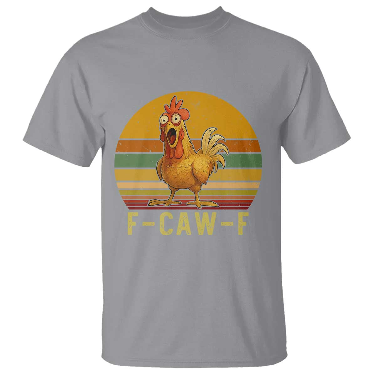 F Caw F Retro Chicken Meme T Shirt Vintage Sunset Poultry Graphic Loud Bird Energy - Wonder Print Shop