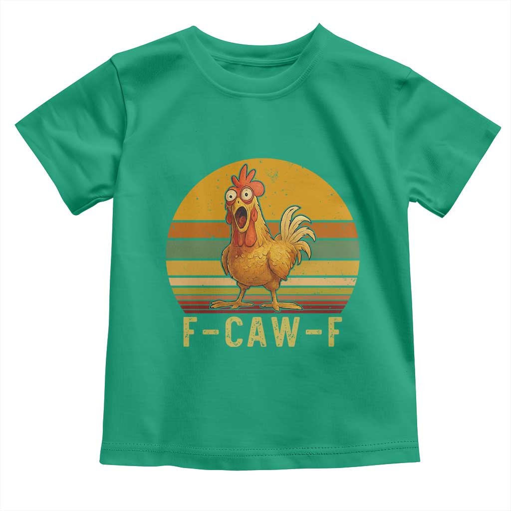 F Caw F Retro Chicken Meme Toddler T Shirt Vintage Sunset Poultry Graphic Loud Bird Energy - Wonder Print Shop