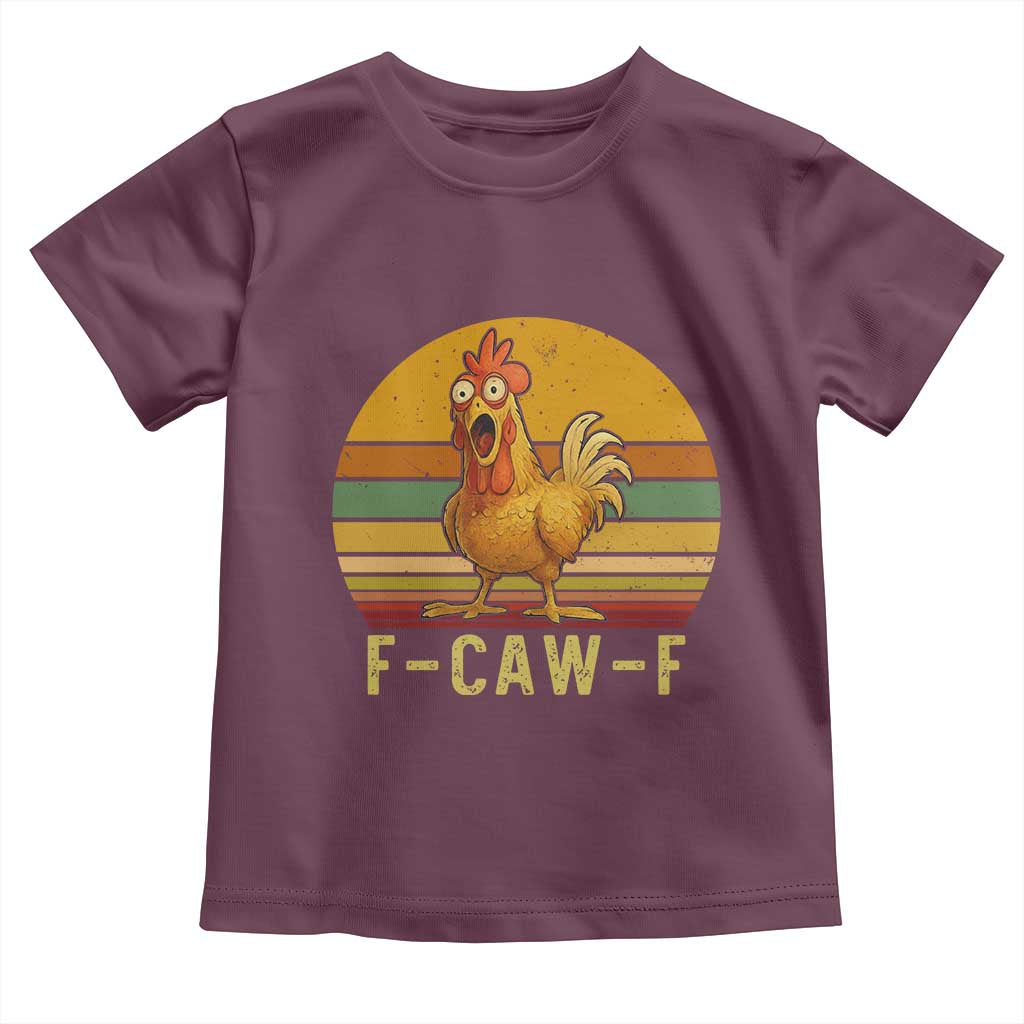 F Caw F Retro Chicken Meme Toddler T Shirt Vintage Sunset Poultry Graphic Loud Bird Energy - Wonder Print Shop