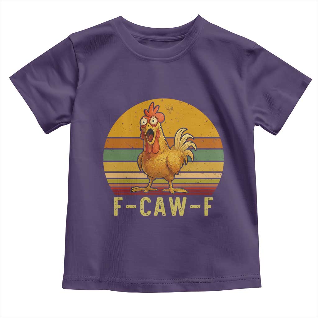 F Caw F Retro Chicken Meme Toddler T Shirt Vintage Sunset Poultry Graphic Loud Bird Energy - Wonder Print Shop