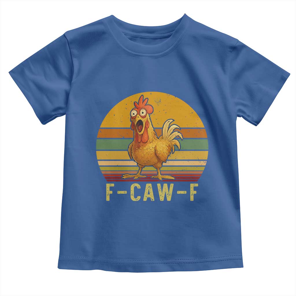 F Caw F Retro Chicken Meme Toddler T Shirt Vintage Sunset Poultry Graphic Loud Bird Energy - Wonder Print Shop