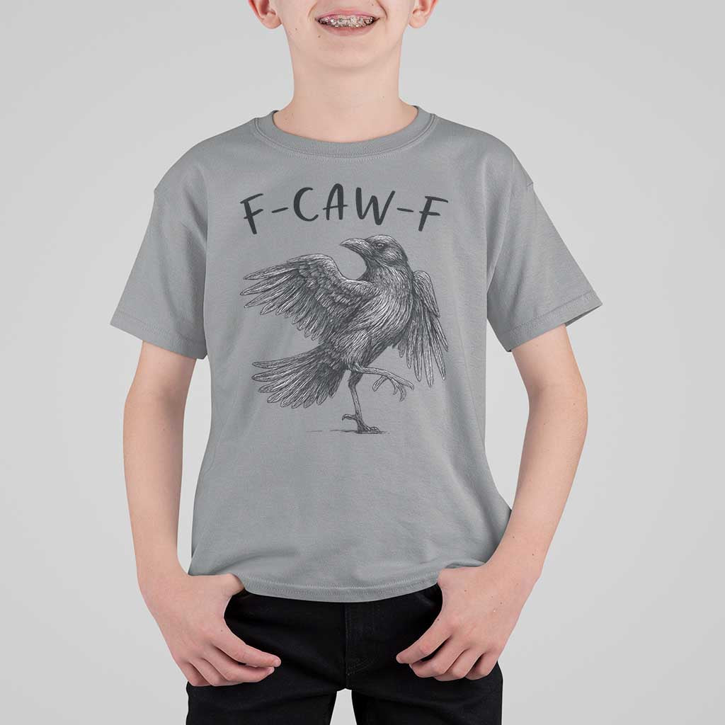 F Caw F Raven Graphic T Shirt For Kid Funny Sarcastic Bird with Attitude - Wonder Print Shop