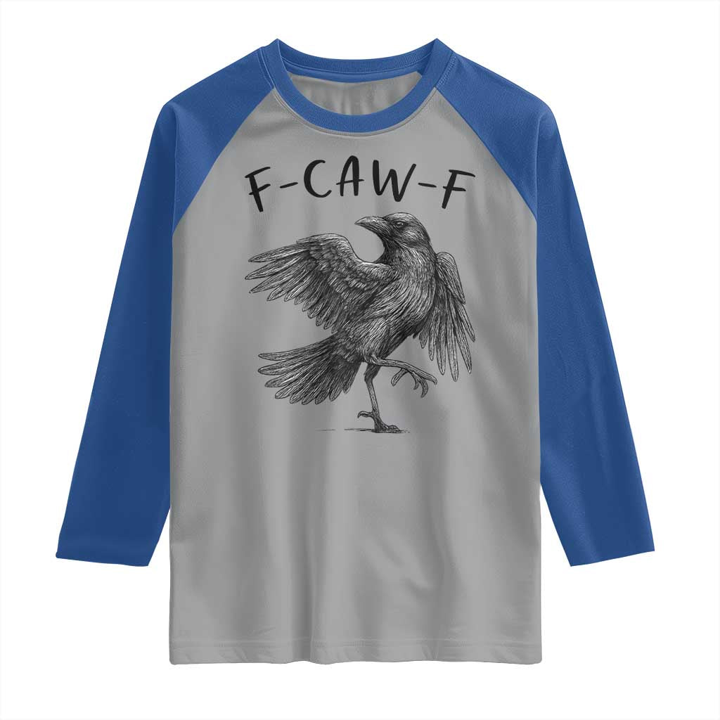 F Caw F Raven Graphic Raglan Shirt Funny Sarcastic Bird with Attitude - Wonder Print Shop