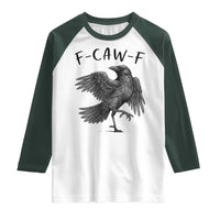 F Caw F Raven Graphic Raglan Shirt Funny Sarcastic Bird with Attitude - Wonder Print Shop