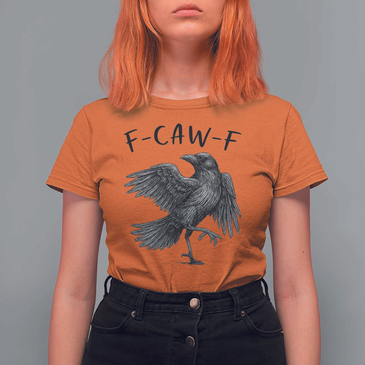 F Caw F Raven Graphic T Shirt For Women Funny Sarcastic Bird with Attitude - Wonder Print Shop